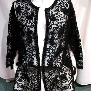 Black Sheer Lace Jacket Large Cover up